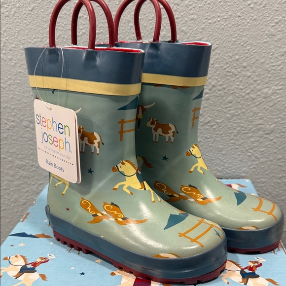 Stephen Joseph Other - Stephen Joseph Kids' Horse Print Rain Boots, age 4-5, see chart, NWT $57 retail